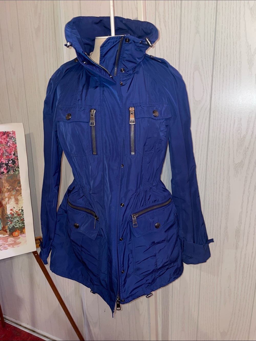 BURBERRY BRIT CLASSIC COAT JACKET WINDBREAKER ANORAK BLUE SIZE 6 BOX INCLUDED